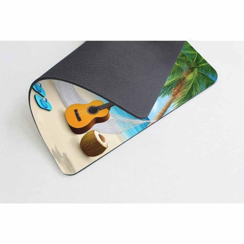 Smooffly Beaches Mouse Pad Custom,Island Animals Animated Paradise Island Guitar on The Beach Personality Gaming Mouse Pad - Image 4